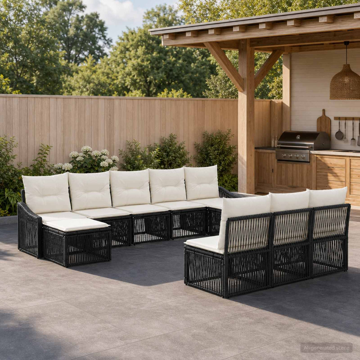 vidaXL Garden Sofa Set 11 pcs Black poly rattan