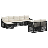 vidaXL Tuinbank Set 10 pcs Zwart poly rattan