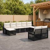 vidaXL Tuinbank Set 10 pcs Zwart poly rattan