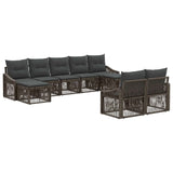 vidaXL Tuinbank Set 10 pcs Zwart poly rattan