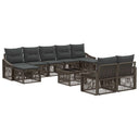 vidaXL Tuinbank Set 10 pcs Zwart poly rattan
