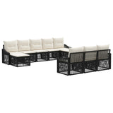vidaXL Garden Dining Set 11 Pieces Black Poly Rattan