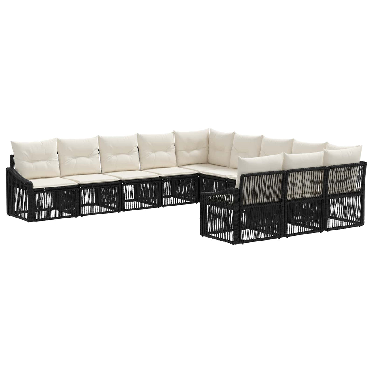 vidaXL Tuinbank Set 12 pcs Zwart poly rattan