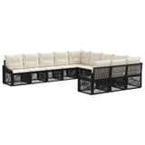 vidaXL Tuinbank Set 12 pcs Zwart poly rattan