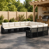 vidaXL Tuinbank Set 12 pcs Zwart poly rattan