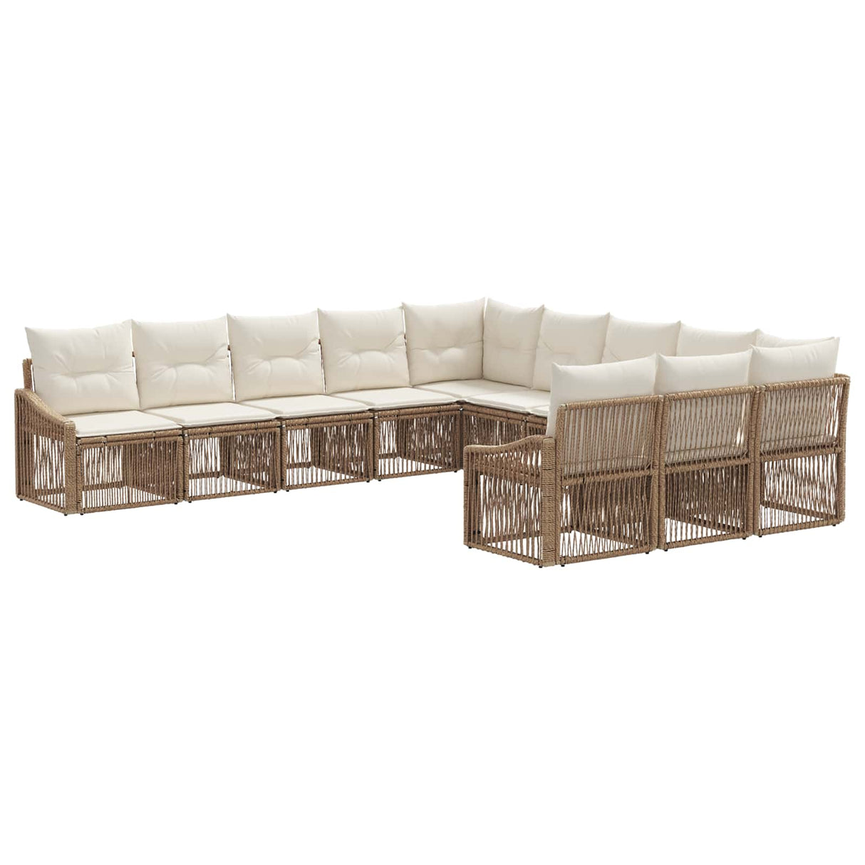 vidaXL Tuinbank Set 12 pcs Zwart poly rattan