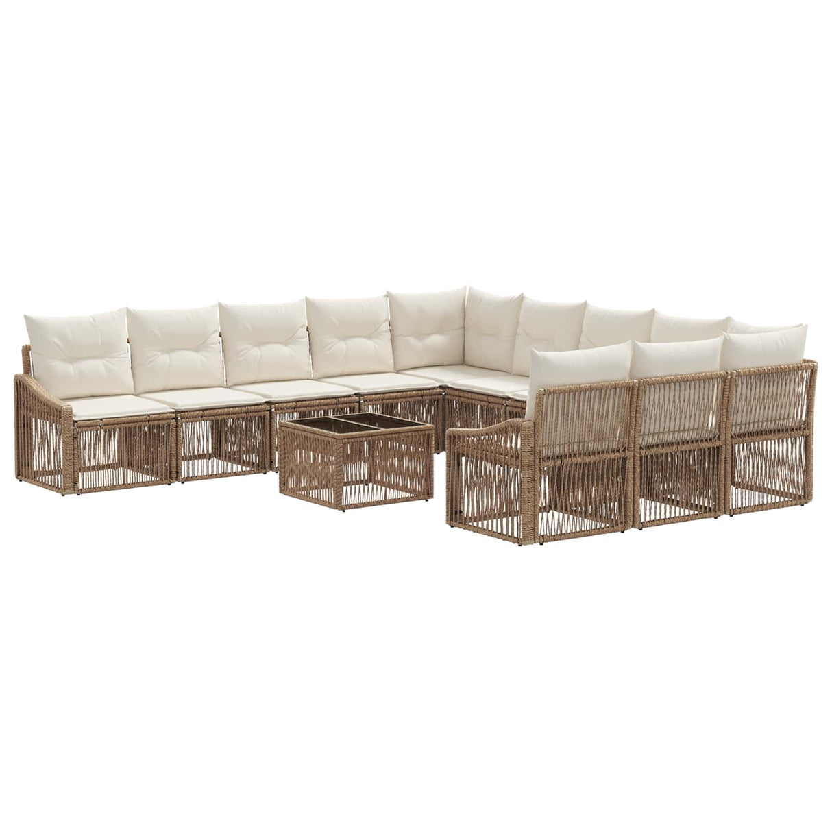 vidaXL Tuinbank Set 12 pcs Zwart poly rattan