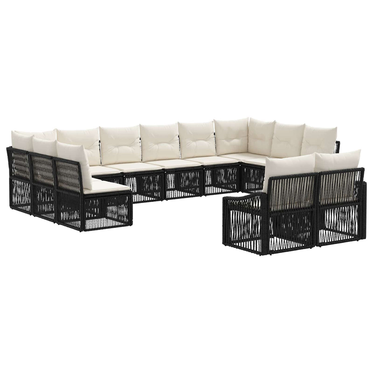 vidaXL Tuinbank Set 13 pcs Zwart poly rattan