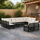 vidaXL Tuinbank Set 13 pcs Zwart poly rattan