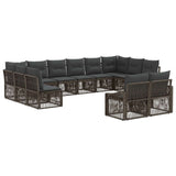 vidaXL Tuinbank Set 13 pcs Zwart poly rattan