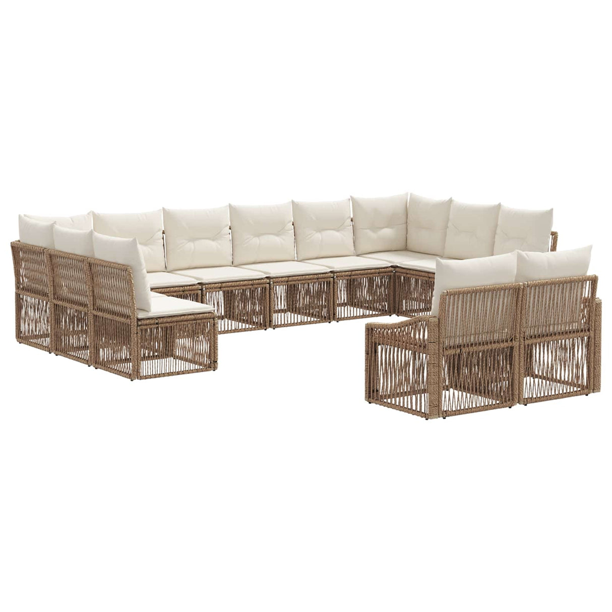 vidaXL Tuinbank Set 13 pcs Zwart poly rattan