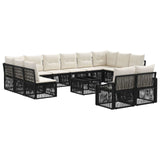 vidaXL Tuinbank Set 13 pcs Zwart poly rattan