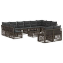 vidaXL Tuinbank Set 13 pcs Zwart poly rattan