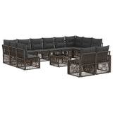 vidaXL Tuinbank Set 13 pcs Zwart poly rattan