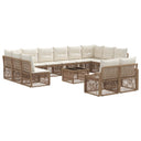 vidaXL Tuinbank Set 13 pcs Zwart poly rattan