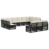 vidaXL Tuinbank Set 14 pcs Zwart poly rattan