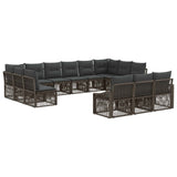 vidaXL Tuinbank Set 14 pcs Zwart poly rattan