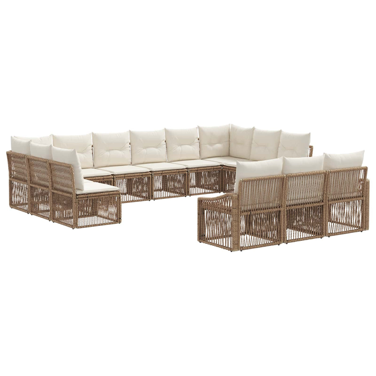 vidaXL Tuinbank Set 14 pcs Zwart poly rattan