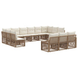 vidaXL Tuinbank Set 14 pcs Zwart poly rattan