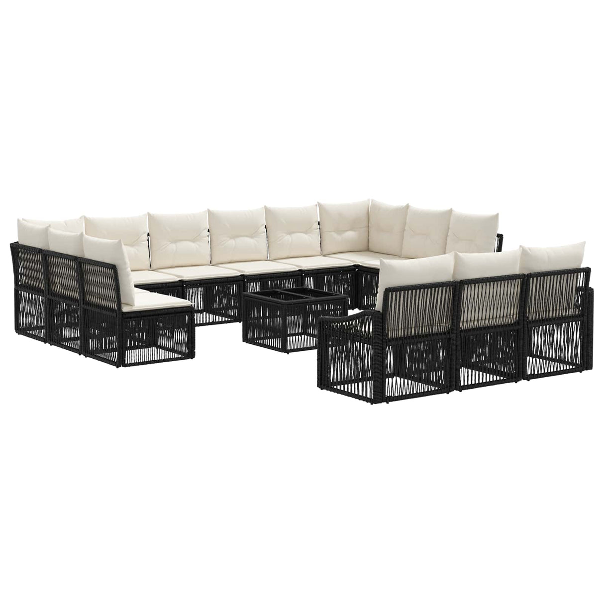 vidaXL Tuinbank Set 14 pcs Zwart poly rattan