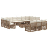 vidaXL Tuinbank Set 14 pcs Zwart poly rattan