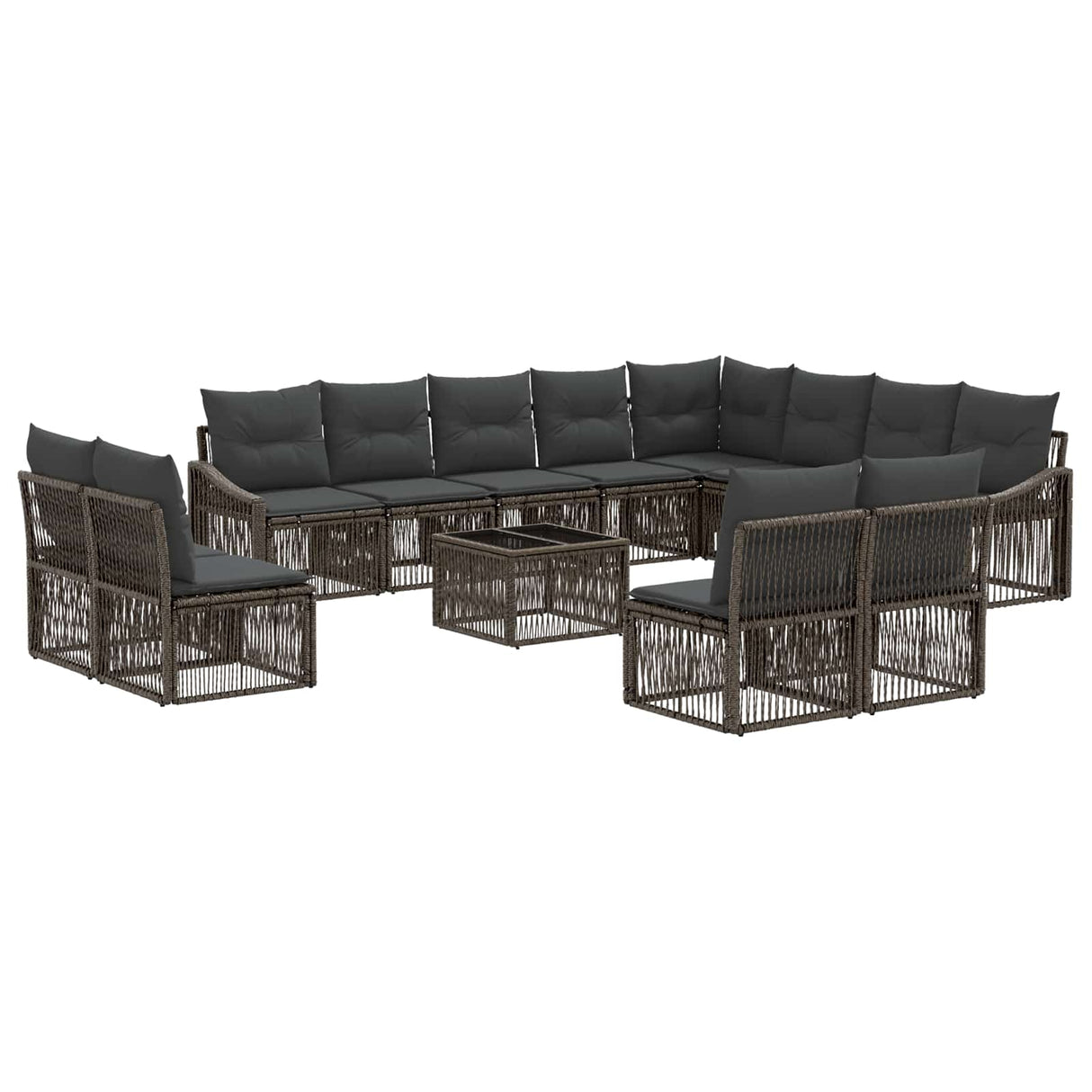 vidaXL Garden Lounge Set 13 pcs Black poly rattan
