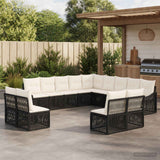 vidaXL Garden Sofa Set 14 pcs Black Poly Rattan