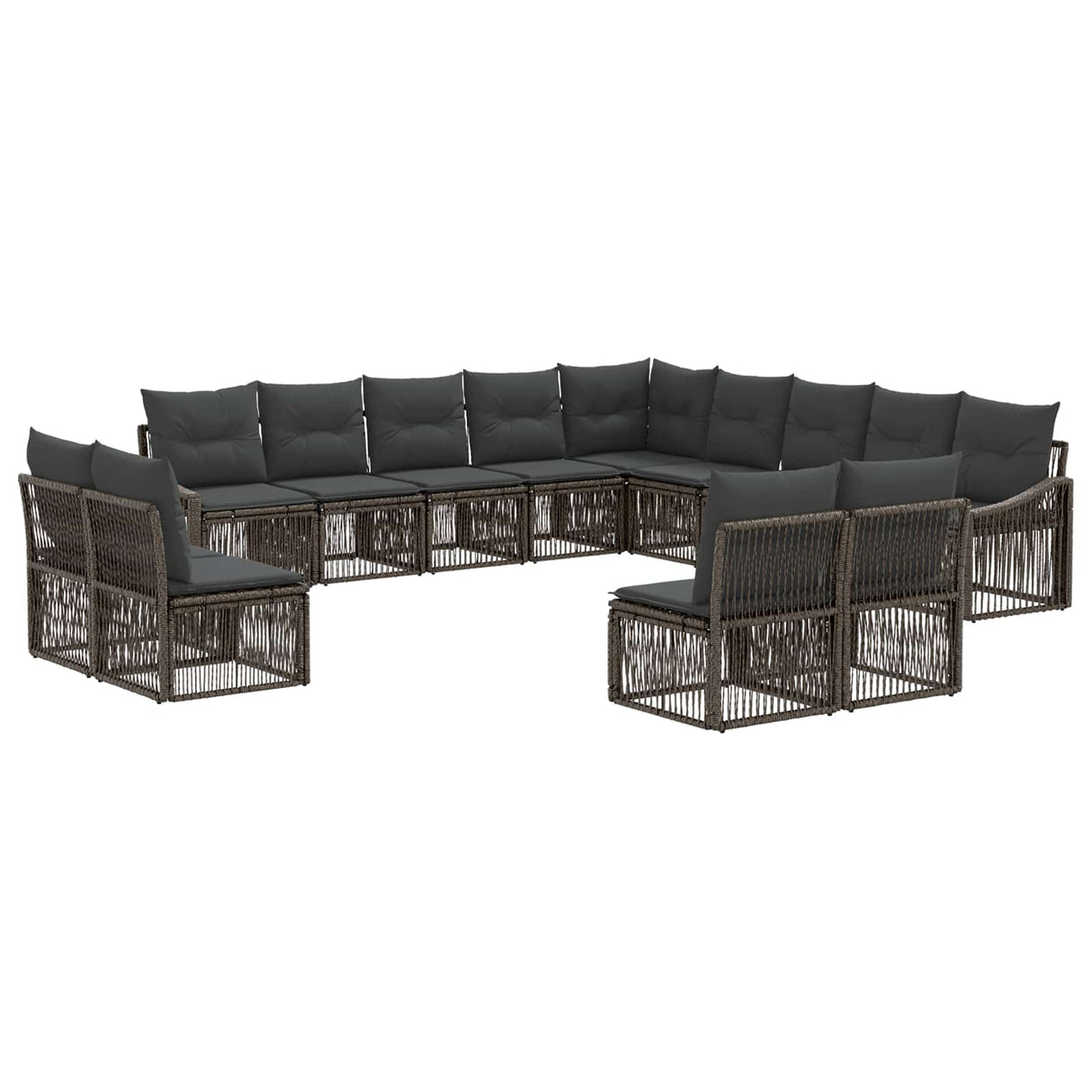 vidaXL Garden Sofa Set 14 pcs Black Poly Rattan