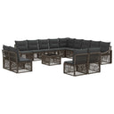 vidaXL Garden Sofa Set 14 pcs Black Poly Rattan