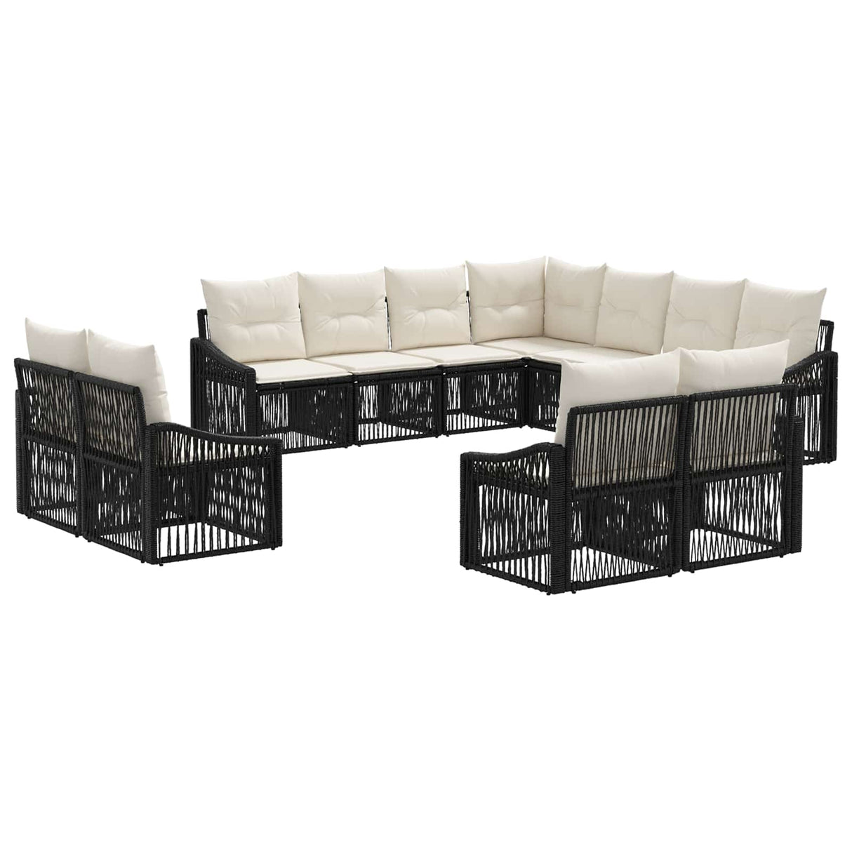 vidaXL Garden Sofa Set 12 pcs Black poly rattan