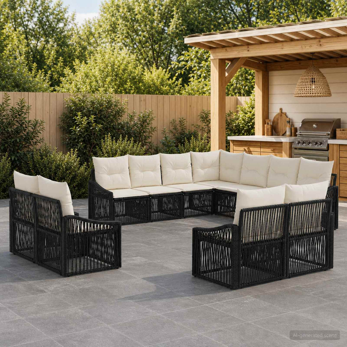 vidaXL Garden Sofa Set 12 pcs Black poly rattan
