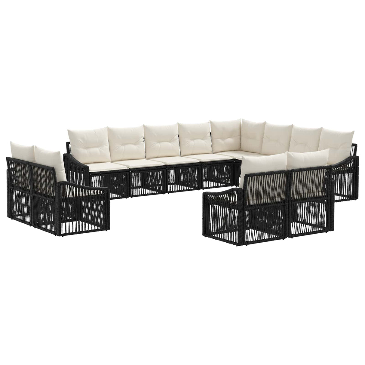 vidaXL Garden Sofa Set 13 pcs Black poly rattan