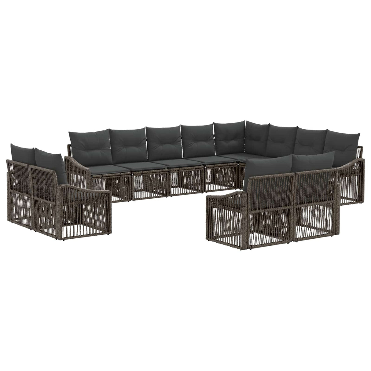 vidaXL Garden Sofa Set 13 pcs Black poly rattan