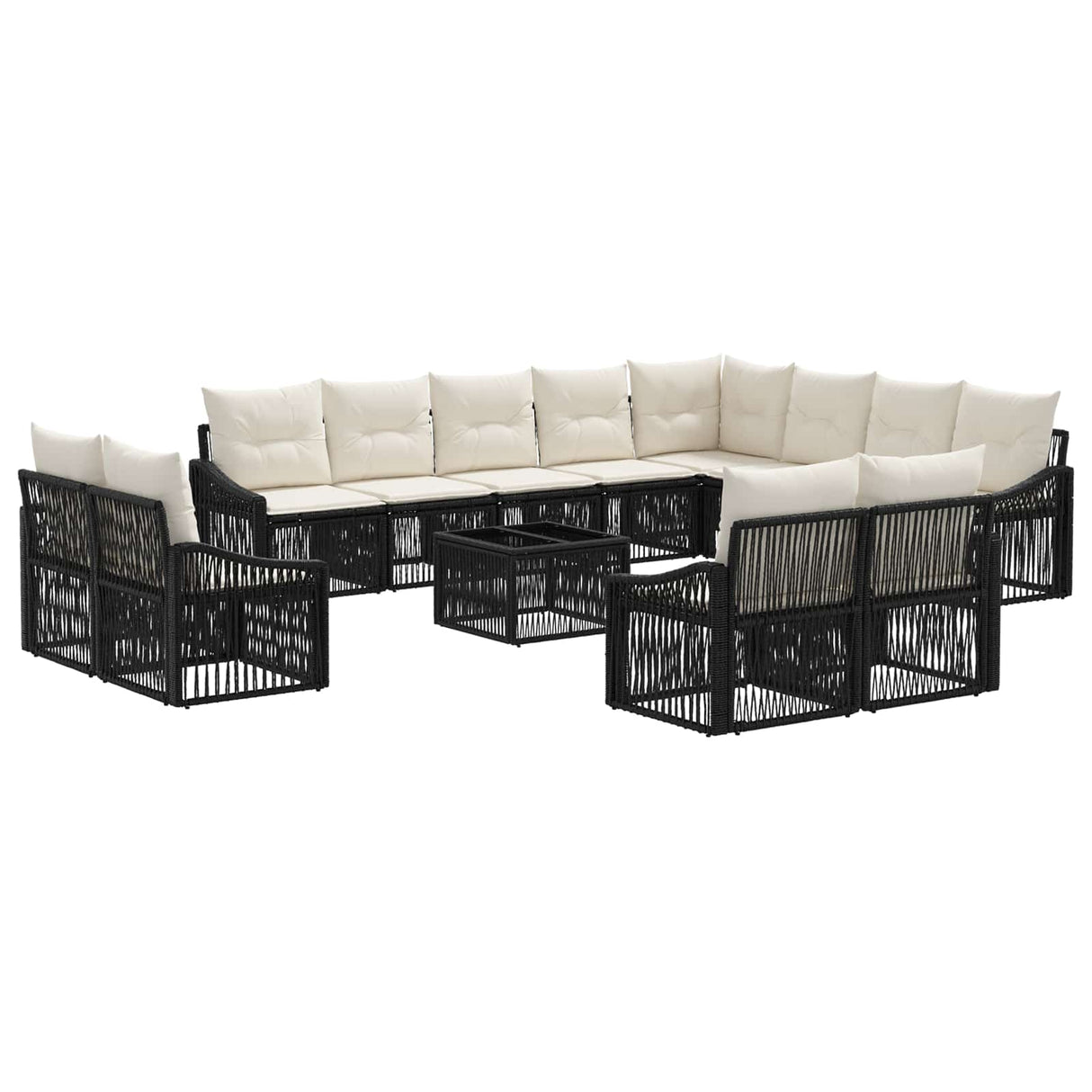 vidaXL Garden Sofa Set 13 pcs Black poly rattan