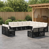 vidaXL Garden Sofa Set 14 pcs Black poly rattan
