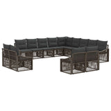 vidaXL Garden Sofa Set 14 pcs Black poly rattan