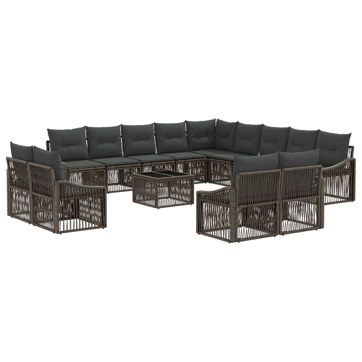 vidaXL Garden Sofa Set 14 pcs Black poly rattan