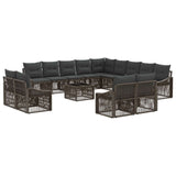 vidaXL Garden Sofa Set 14 pcs Black poly rattan