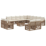 vidaXL Garden Sofa Set 14 pcs Black poly rattan