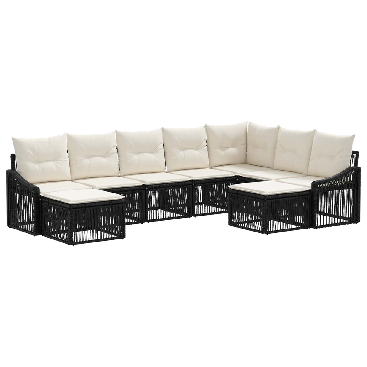 vidaXL Tuinbank Set 10 pcs Zwart poly rattan