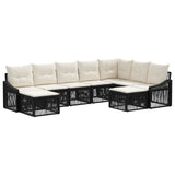 vidaXL Tuinbank Set 10 pcs Zwart poly rattan