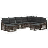 vidaXL Tuinbank Set 10 pcs Zwart poly rattan