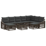vidaXL Tuinbank Set 10 pcs Zwart poly rattan