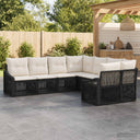 vidaXL Garden Bench Set 8 pcs 8-Seater Black poly rattan