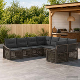 vidaXL Garden Bench Set 8 pcs 8-Seater Black poly rattan