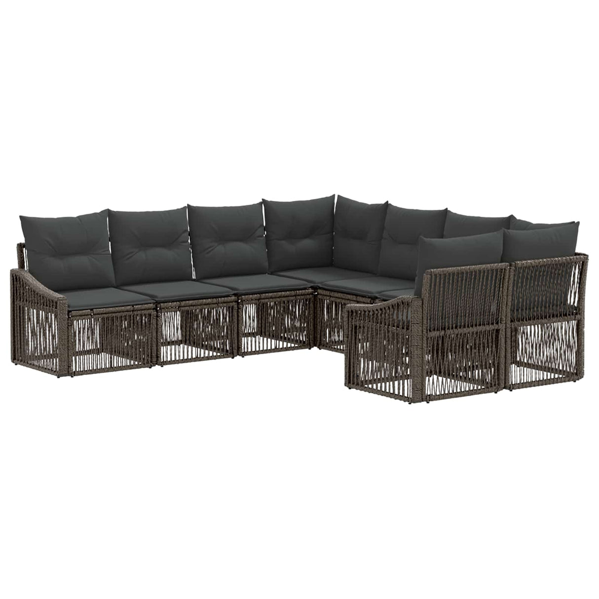 vidaXL Garden Bench Set 8 pcs 8-Seater Black poly rattan