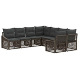 vidaXL Garden Bench Set 8 pcs 8-Seater Black poly rattan