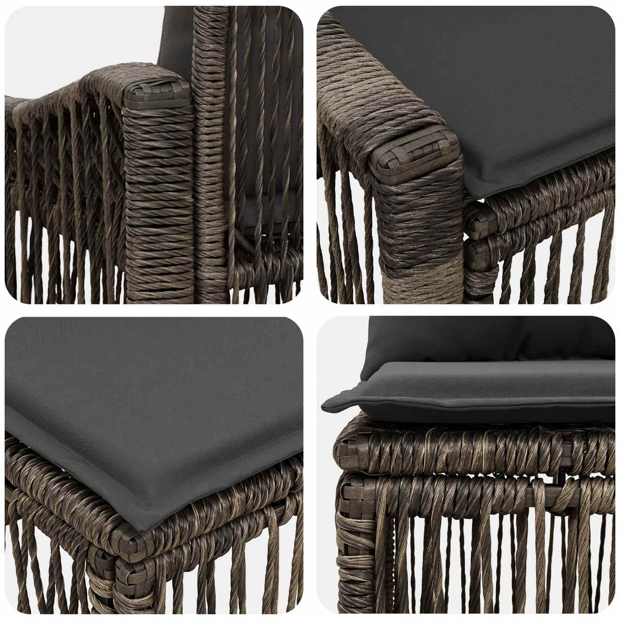 vidaXL Garden Bench Set 8 pcs 8-Seater Black poly rattan