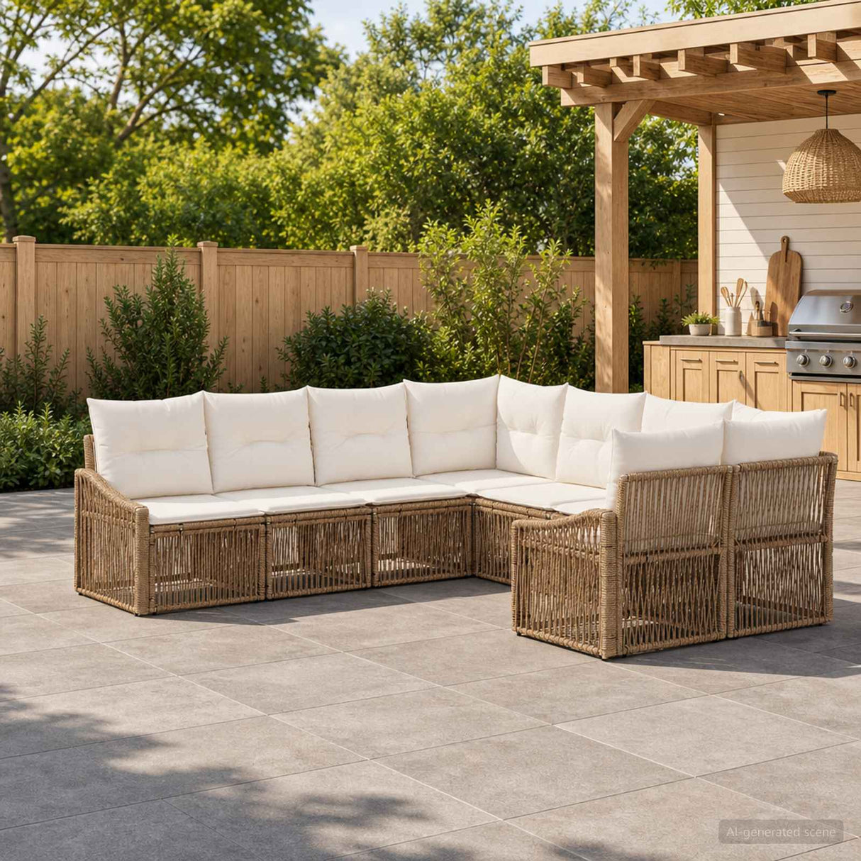 vidaXL Garden Bench Set 8 pcs 8-Seater Black poly rattan