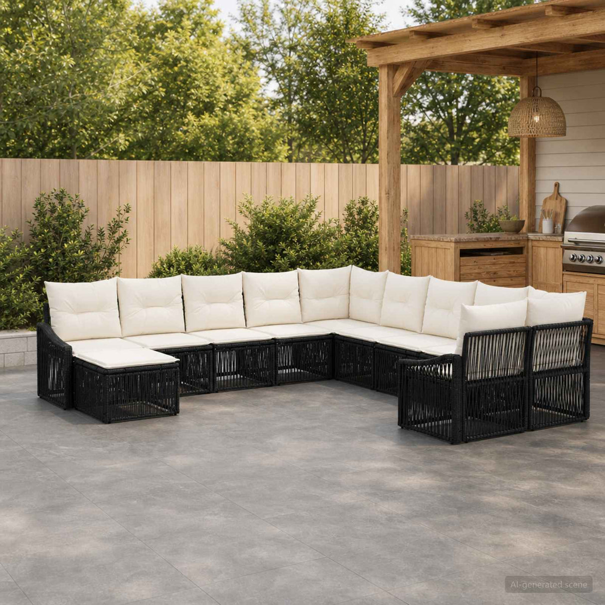 vidaXL Garden Sofa Set 12 pcs Black poly rattan